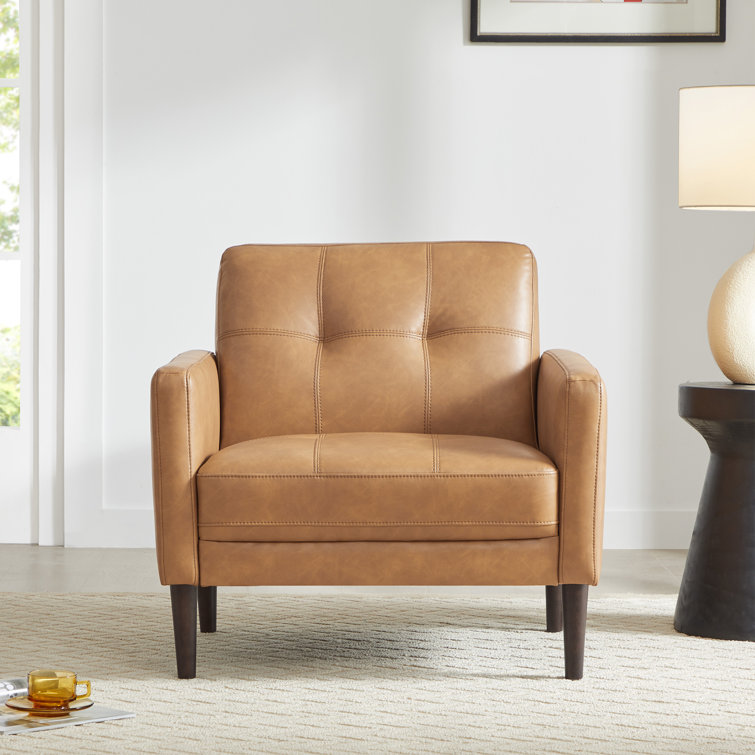 Faux leather cognac online chair